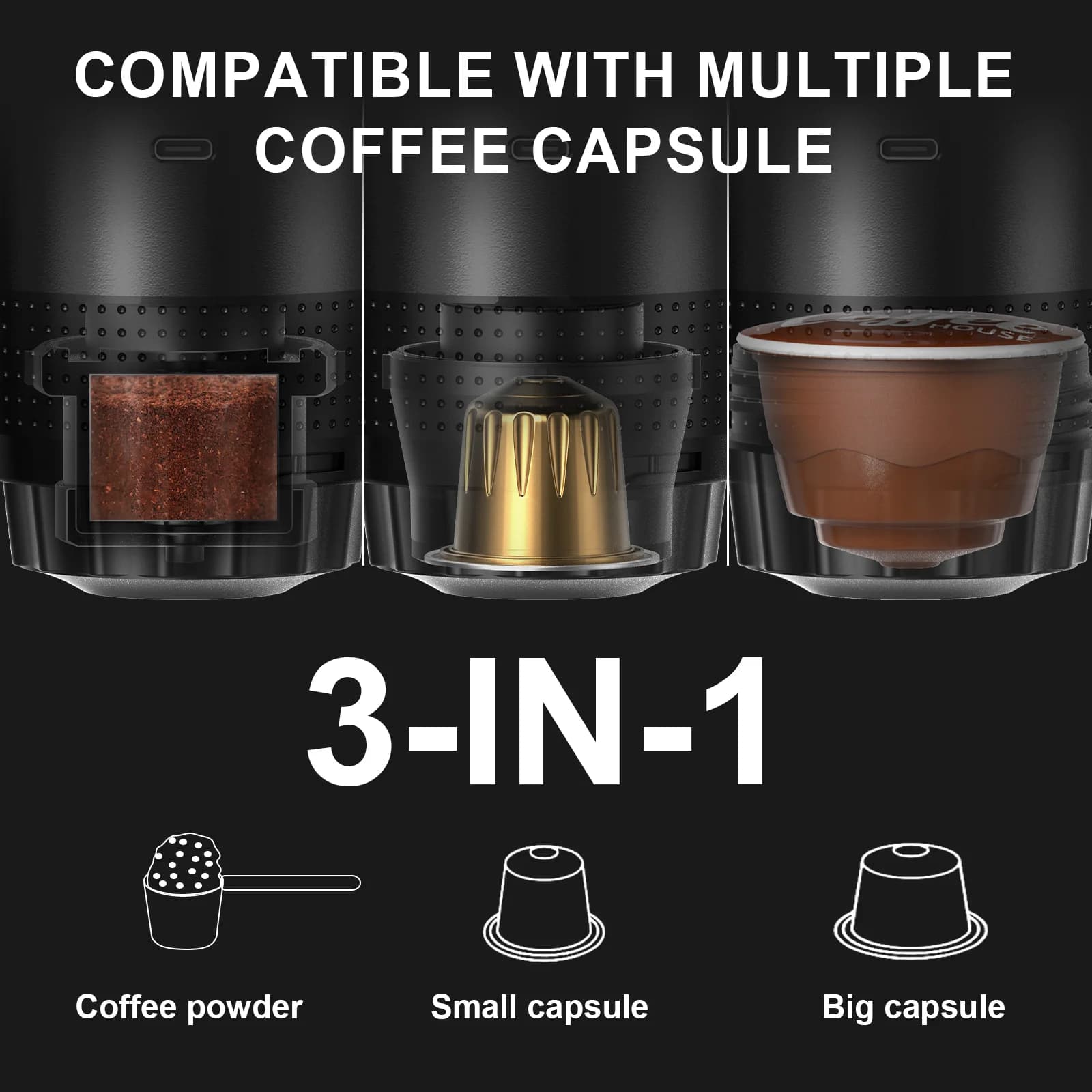 Machine à espresso portable 3-en-1