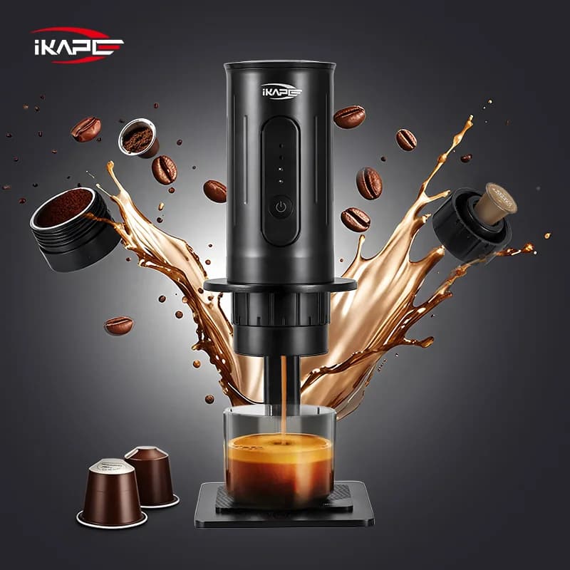 Cafetière manuelle portable pour capsules et café moulu